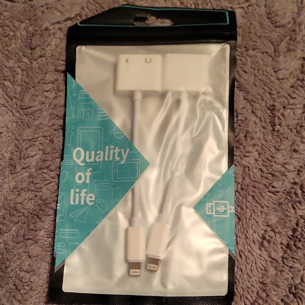 White Dual Lightning Adapter Double Pack